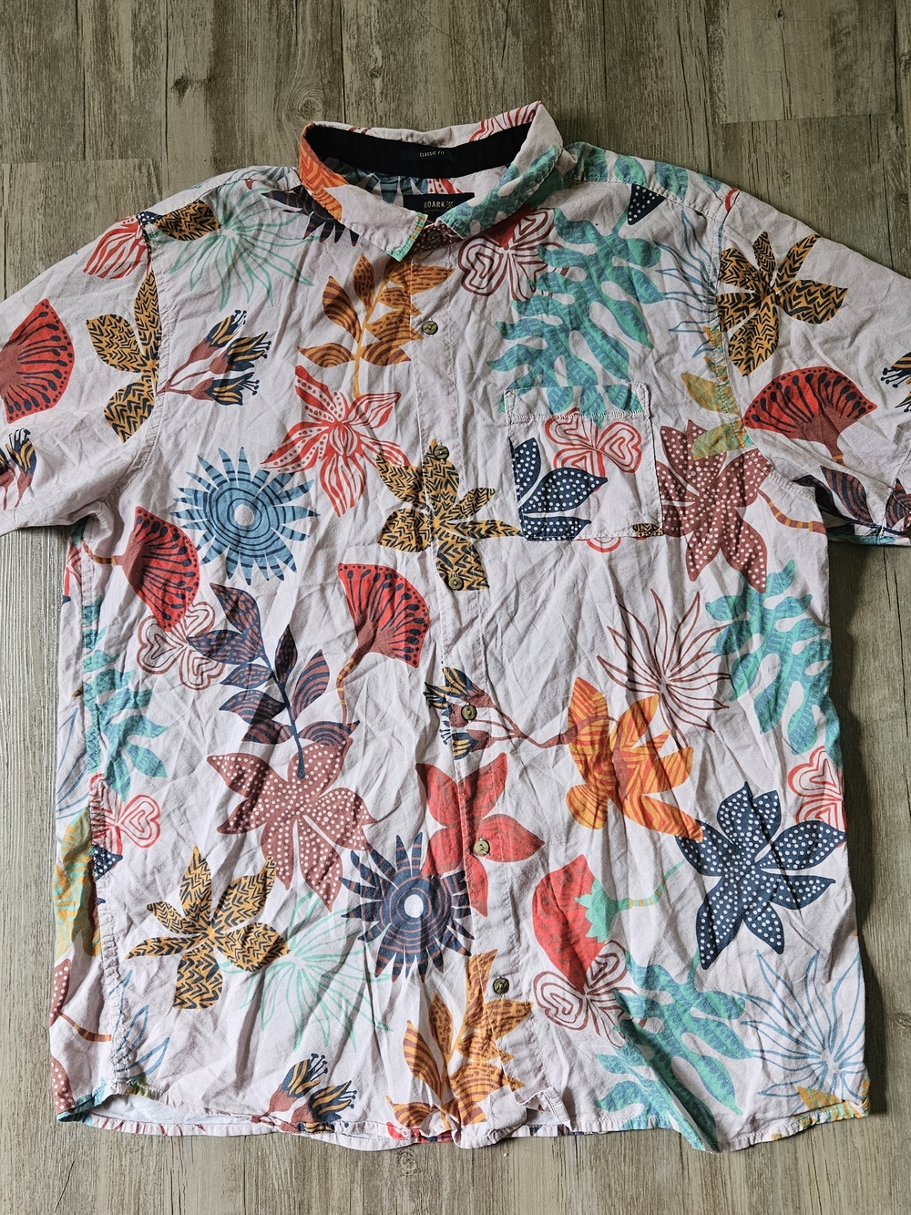 Roark Men's White Tropical Floral Short Sleeve Button Down Journey Shirt XL